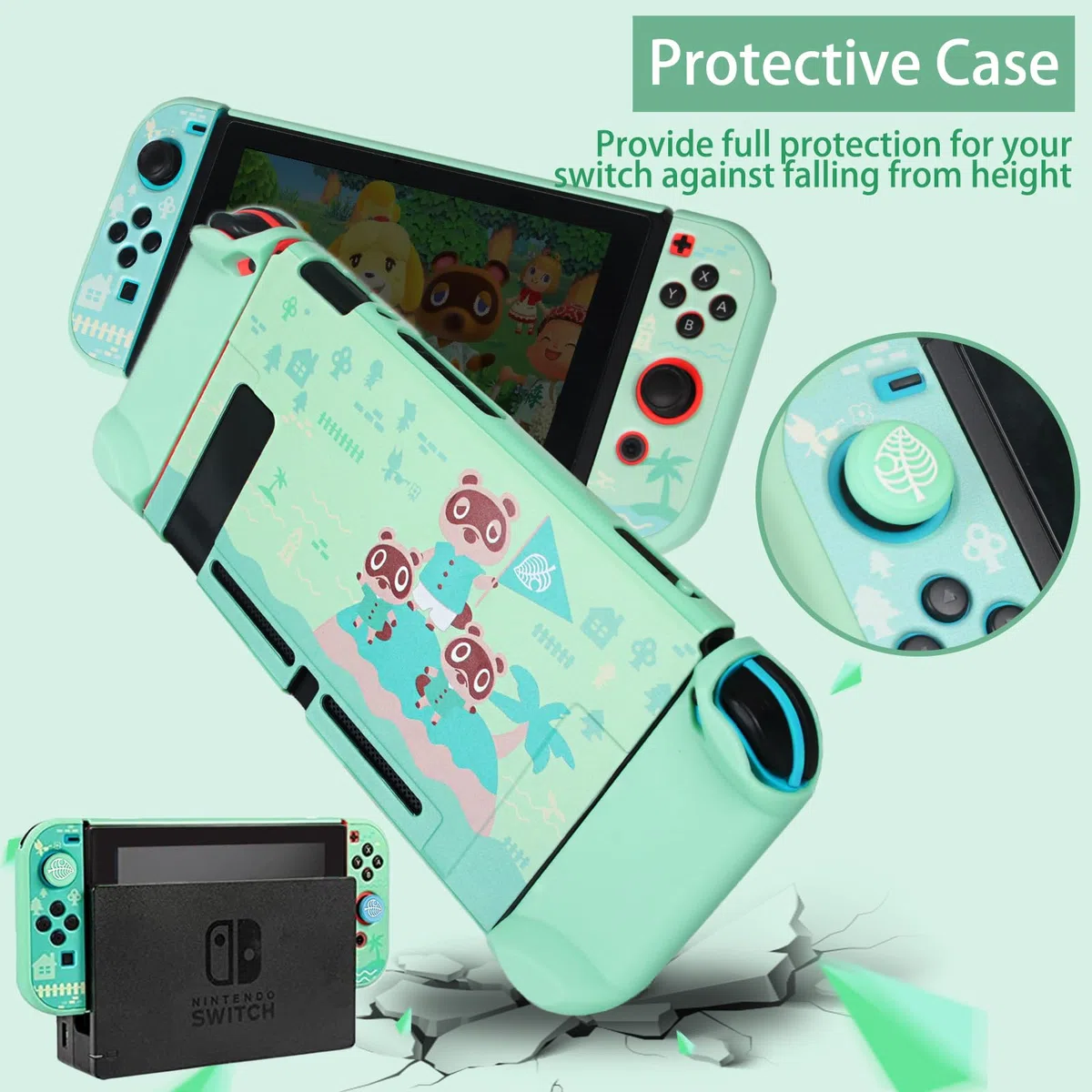 TIKOdirect Custodia da trasporto per interruttore, graziosa borsa da viaggio portatile con custodia protettiva, protezioni per lo schermo, supporto, custodia per carte da gioco e tappi per impugnatura