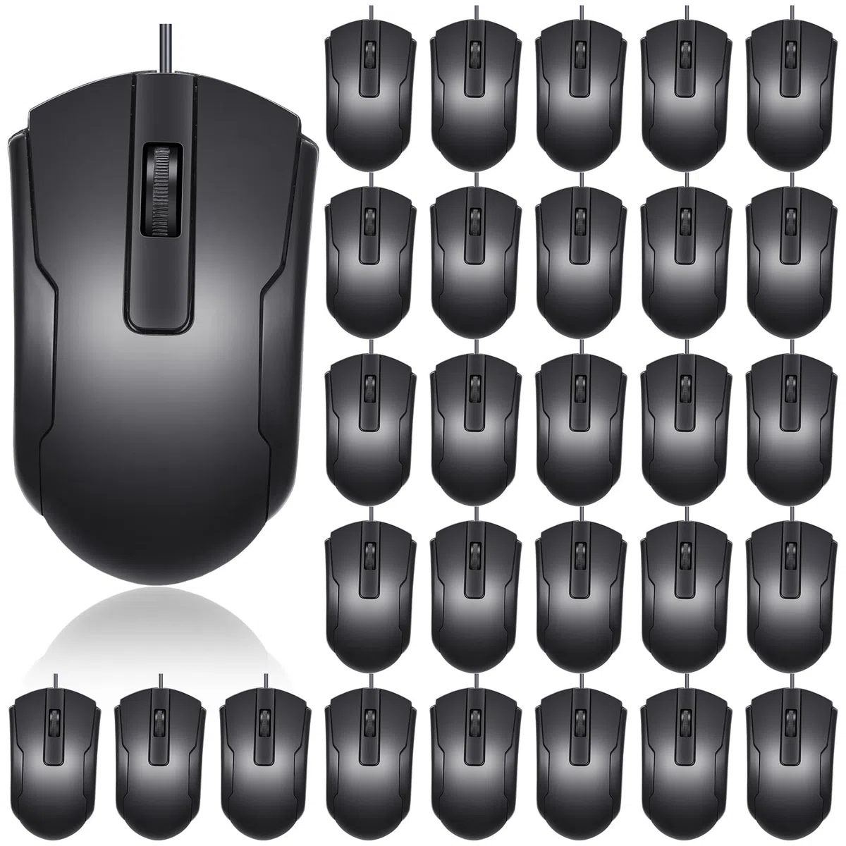 Xuhal 50 mouse USB cablato nero per computer 1,2 m di lunghezza con cavo mouse base per computer da gioco mouse plug in mouse per PC desktop computer portatile ufficio scuola aula forniture per la