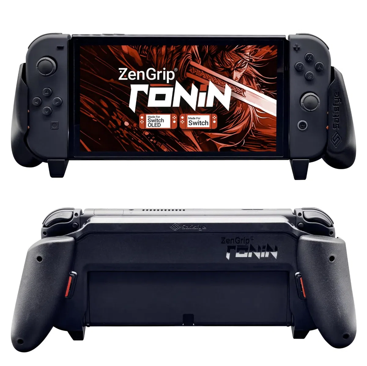 Satisfye - ZenGrip Ronin Slim Bundle, Accessori Compatibile con Nintendo Switch & OLED - Il Bundle comprende: Nero Ronin ZenGrip e Grigio ZenCase Slim (NERO)