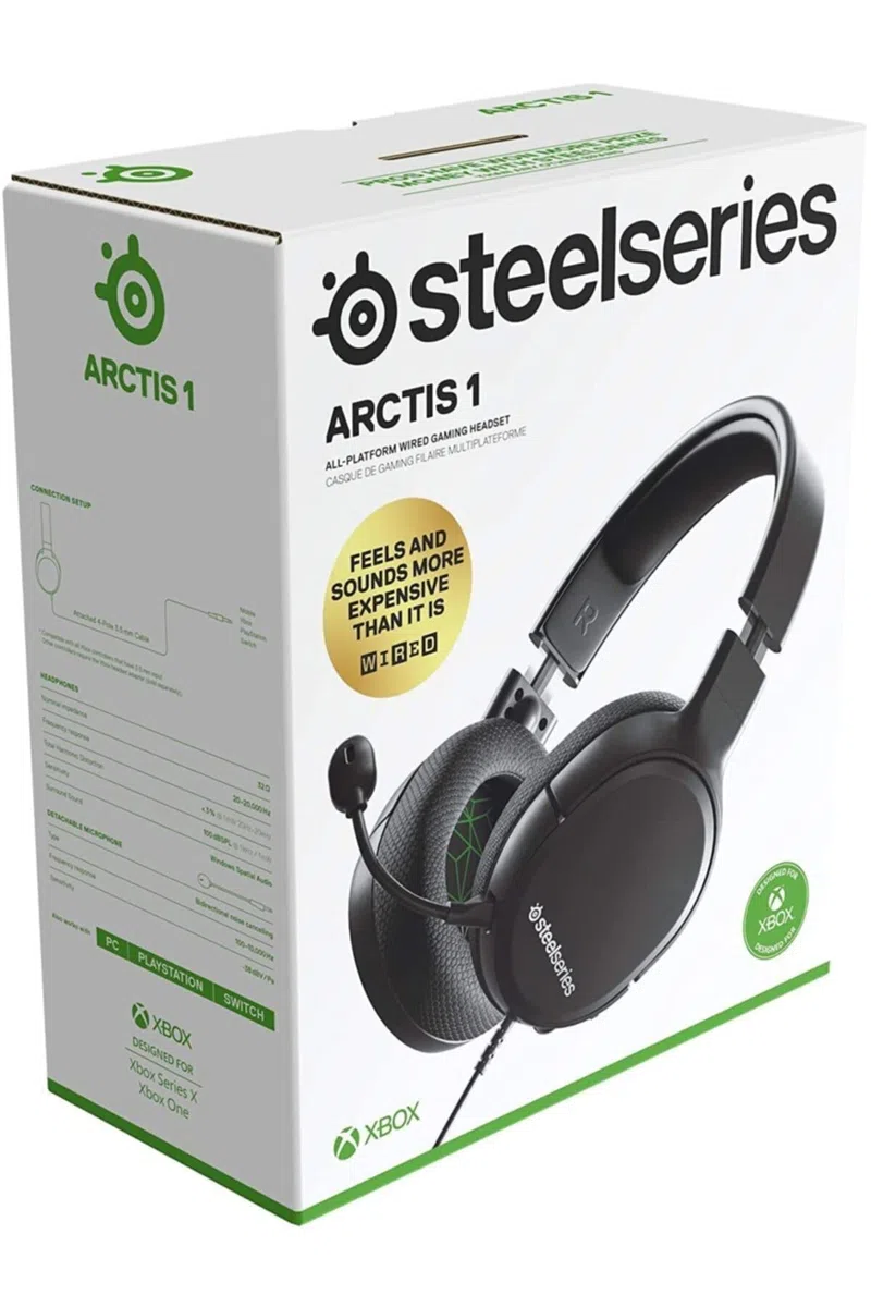 SteelSeries Arctis 1, Compatibile con tutte le piattaforme, Microfono ClearCast rimovibile, Per Xbox, PS5, PS4, PC, Nintendo Switch, Cellulare (Xbox)