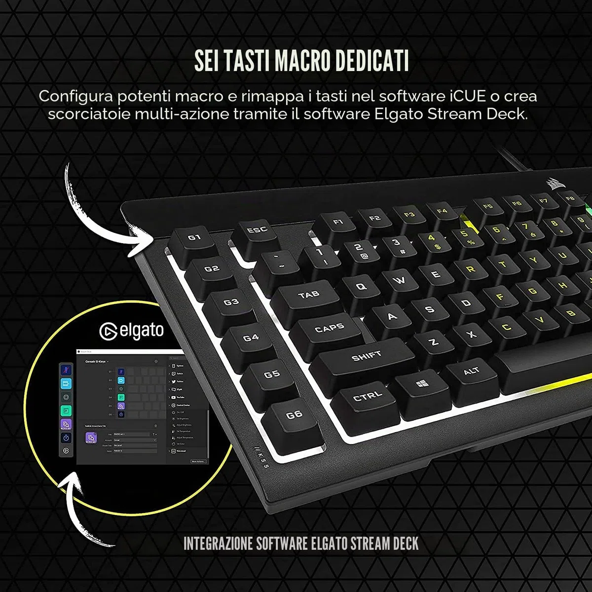 TECLADO (INGLES) CORSAIR K55 RGB PRO GAMING BACKLIT ZONED RGB LED RUBBERDOME
