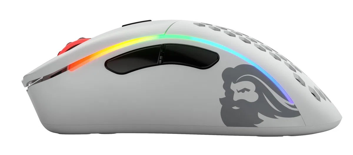 GLORIOUS Gaming Model D- (Piccolo) Wireless Mouse da gaming senza fili - Superleggero 67 g, design a nido d'ape, RGB, ergonomico, wireless 2,4 GHz senza lag, fino a 71 ore di batteria - Bianco opaco