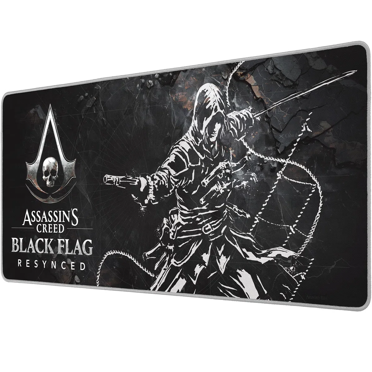 Subsonic - Tappetino per Mouse XXL Assassin’s Creed Black Flag - Tappetino da Scrivania 90x40 cm – Tappetino con Superficie Liscia Ottimizzata per Sensori del Mouse, base Antiscivolo, Stabile