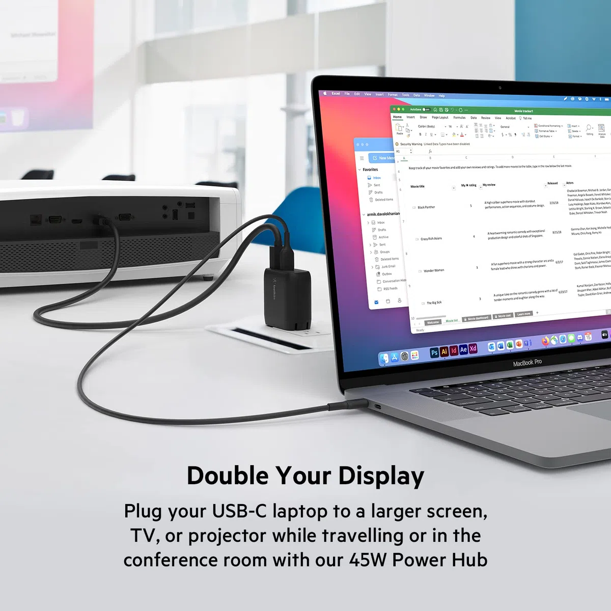 Belkin Dock di ricarica PD da 45 W con USB-A, USB-C e HDMI | Combina ricarica rapida con connettività espansa, ideale per MacBook, laptop e PC home office e configurazioni da scrivania