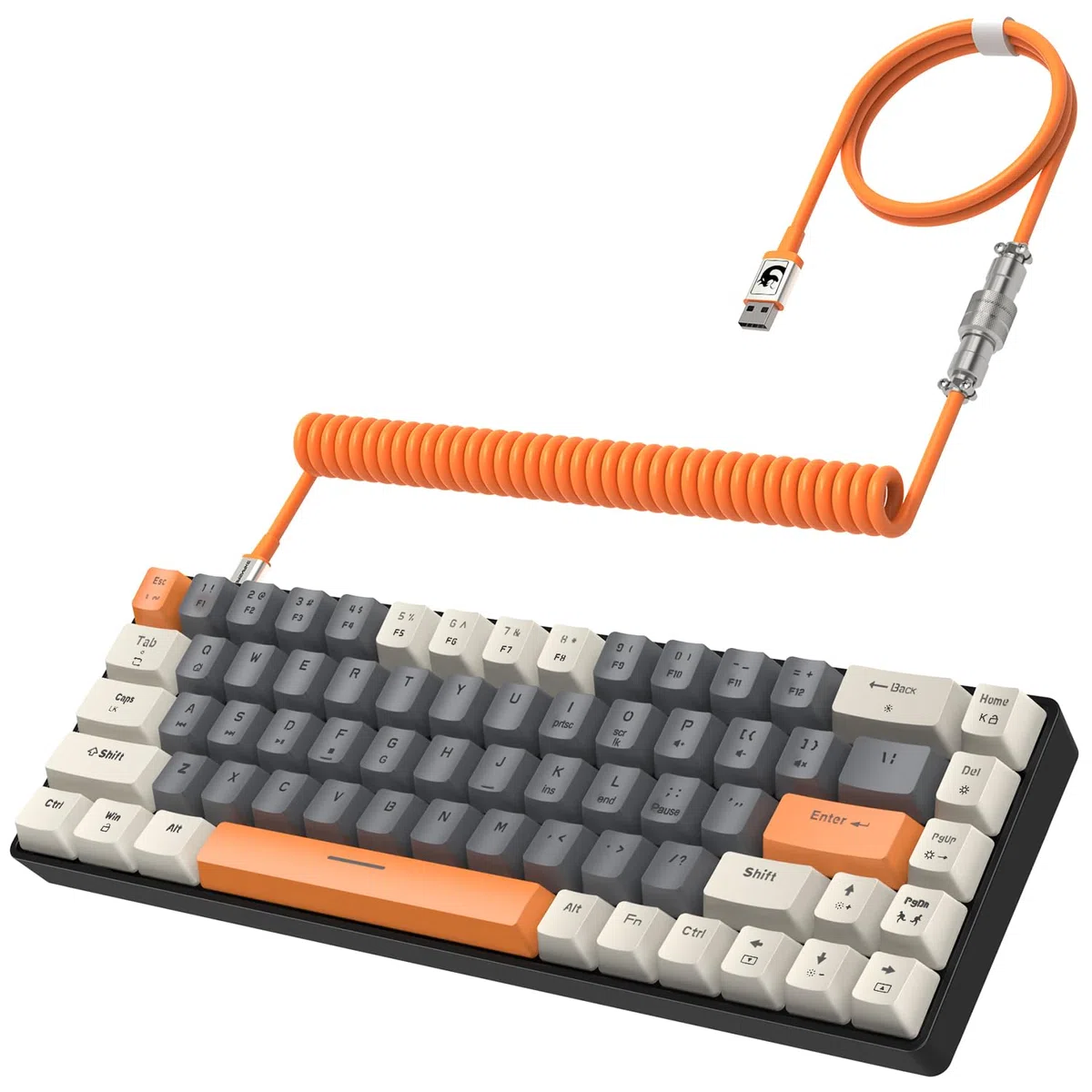 Yindiao ZIYOULANG T8 60% Tastiera da Gioco Meccanica, Layout Compatto TKL 68 Tasti, Retroilluminata a 18 RGB, Interruttori Marroni, Anti-ghosting, Cavo USB-C Spirale Pro, per PC, Mac, PS4-Milk Shake