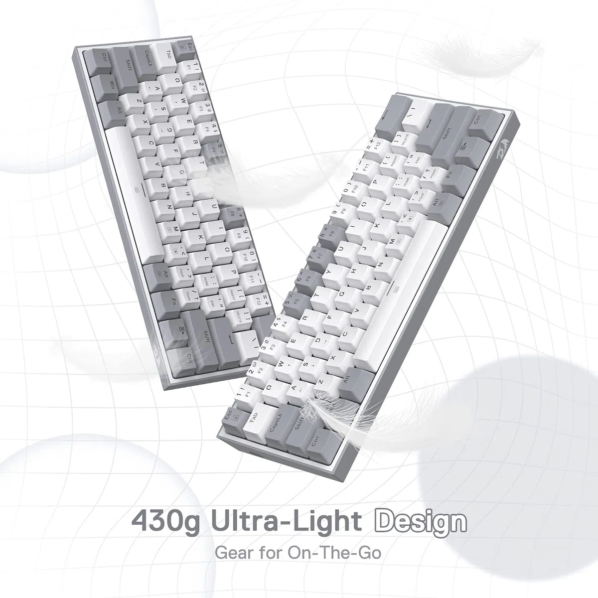 Redragon K617 Tastiera di Gioco RGB cablata 60%, Tastiera meccanica compatta 61 tasti, interruttore lineare rosso, supporto driver Pro (Grigio), US LAYOUT