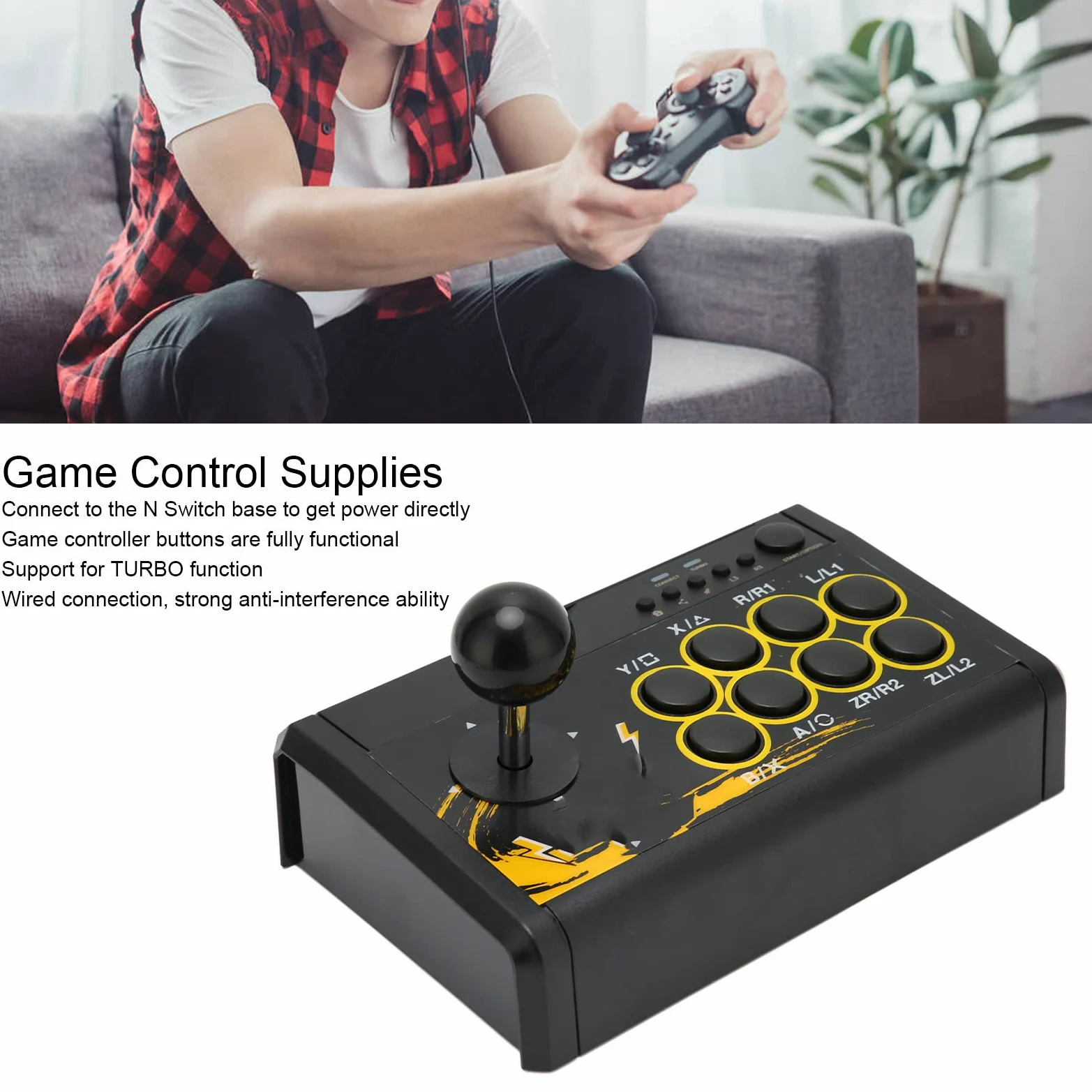 ADITAM Controller di gioco per PC cablato Joystick di gioco cablato USB Controller di combattimento arcade retrò Console di gioco Gamepad per PS3 per PS4 per Switch PC Double the comfort