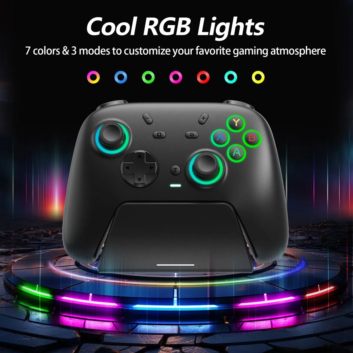 DoJoZone Controller PC, PC Controllers Wireless con Base Ricarica, Hall Effect Joystick/Trigger, RGB, Turbo, Giroscopio, Bluetooth/2,4G Joystick Compatibile con Windows PC/Switch2/Switch/Steam/Android