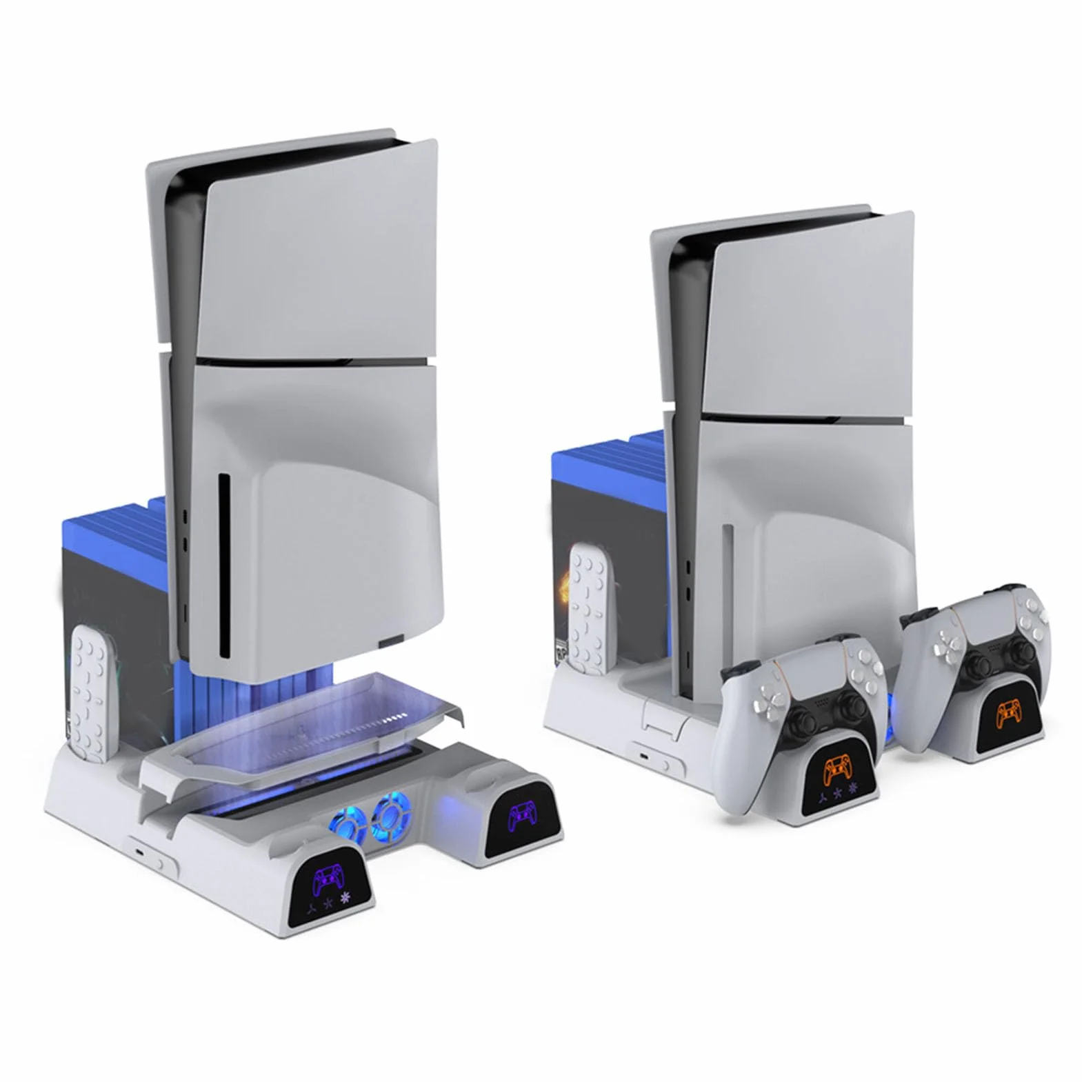 Stazione di raffreddamento per console di gioco PS5, PS5, stazione di raffreddamento multifunzionale e di ricarica per console di gioco, con porta USB di ricarica e 11 slot di gioco, accessorio