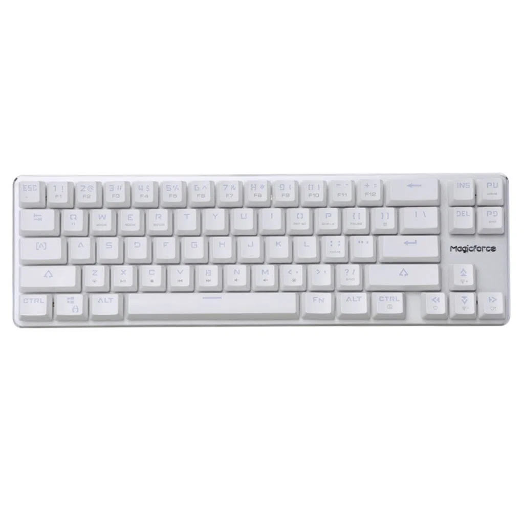 Qisan Meccanico Fissato La Tastiera Interruttore Blu 68-Keys Mini Design (60%) Gaming Keyboard Bianco Argento Magicforce