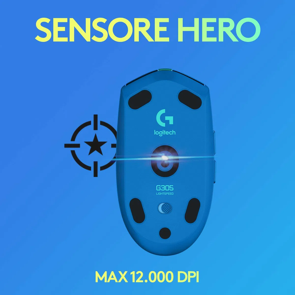 Logitech G305 LIGHTSPEED Mouse Gaming Wireless, Sensore 12K HERO, 12.000 DPI, Design Leggero, 6 Pulsanti Programmabili, Batteria 250 Ore, Memoria Integrata, PC/Laptop, Blu