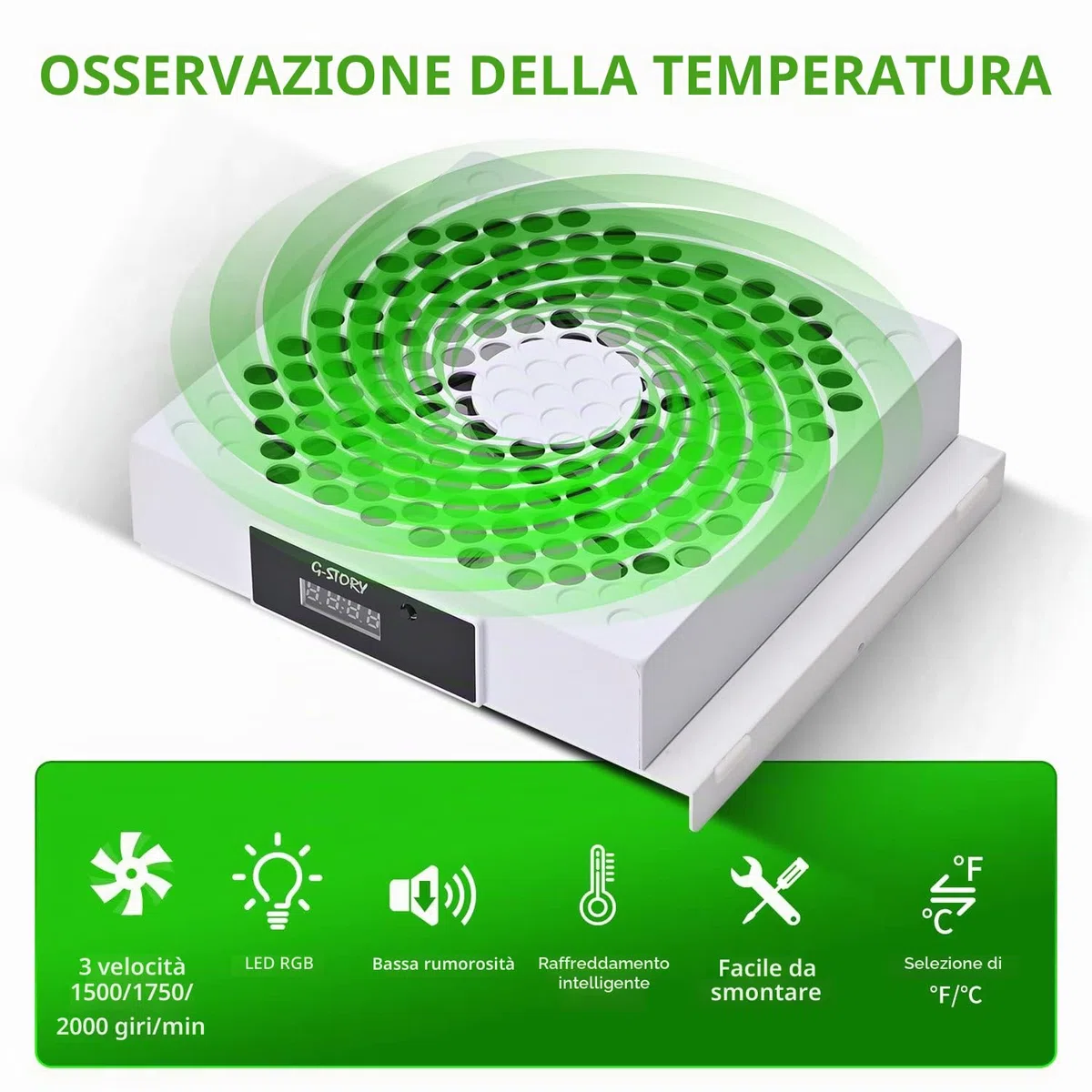 G-STORY Ventola di raffreddamento per Xbox Series S con velocità della ventola automatica regolabile in base alla temperatura, display a LED, raffreddamento ad alte prestazioni, basso rumore, 3