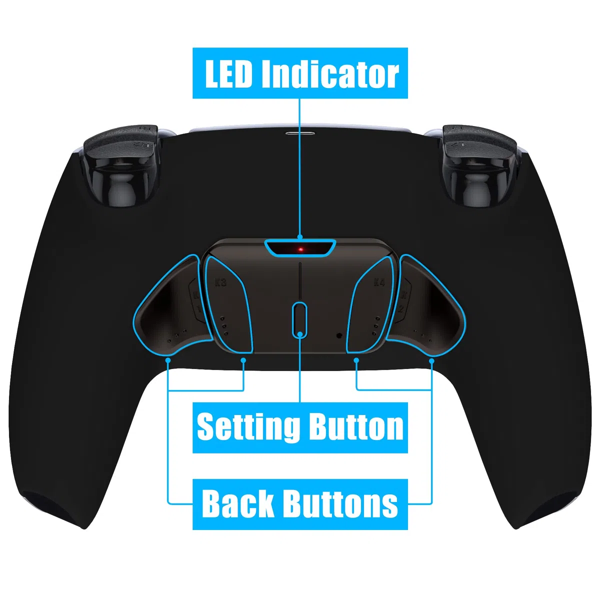 eXtremeRate Rise4 V3 Remap Kit Programmabile per ps5 Controller BDM-030/040/050,4 Palette Metallo Back Button Paddles,Tasti Aggiuntivi Cover Posteriore per ps5 Joystick-Nero