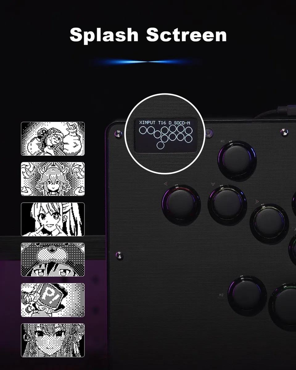 Haute42 - Controller senza leva U16 per giochi arcade: pannello graffiti fai da te, cerchi retrò, serie U16, interruttore a 16 tasti a basso profilo in cristallo, controller RGB personalizzato per