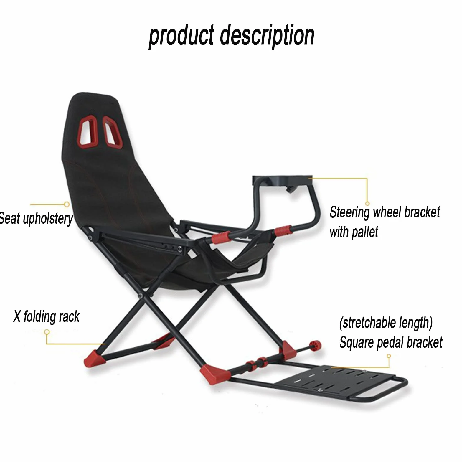Simulatore di pilotaggio pieghevole con supporto regolabile e sedile ergonomico per console di gioco e PC