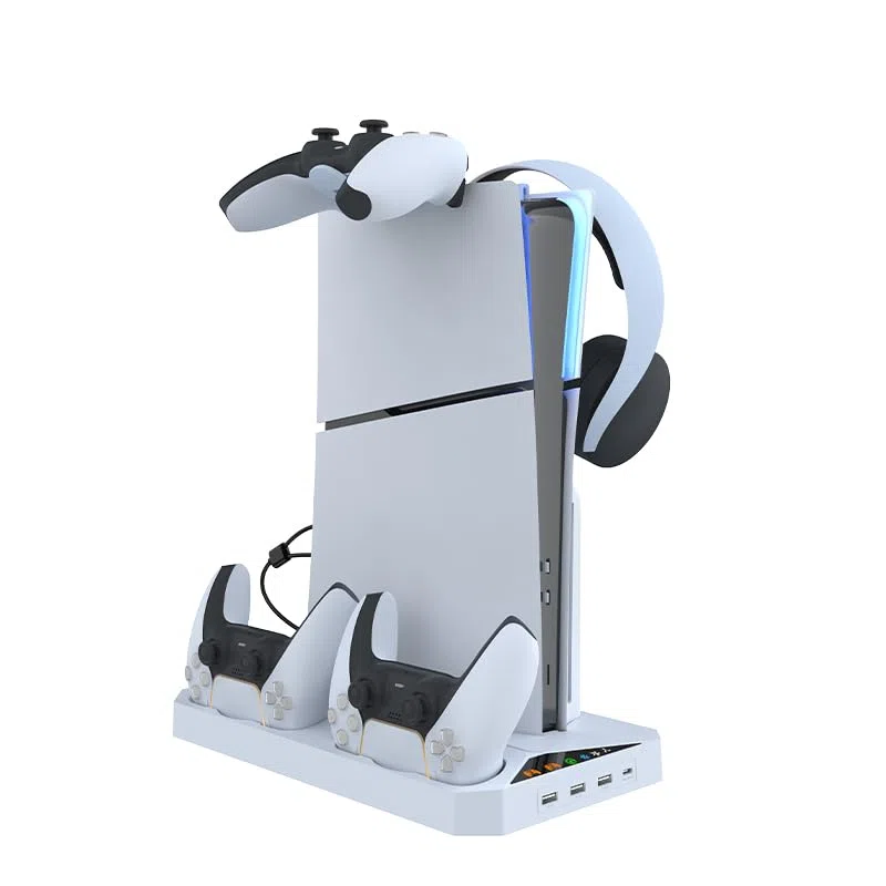 BeisDirect Supporto di raffreddamento verticale compatibile con console digitale ottica PS5 Slim, stazione di ricarica per Playstaion Slim5, controller PS5 caricabatterie con gancio per cuffie