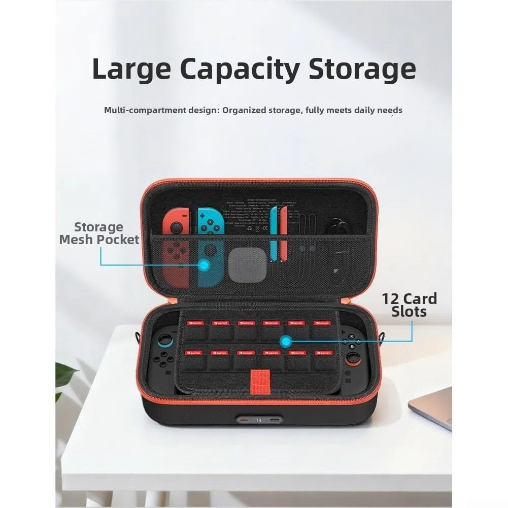 Per Switch 2 Custodia di Ricarica Wireless Con 20000mah Power Bank, 30w Carica Veloce Portatile Hard Shell Borsa Con Display Intelligente E Tutto In Organizer Per Viaggi Gaming Accessori Nero