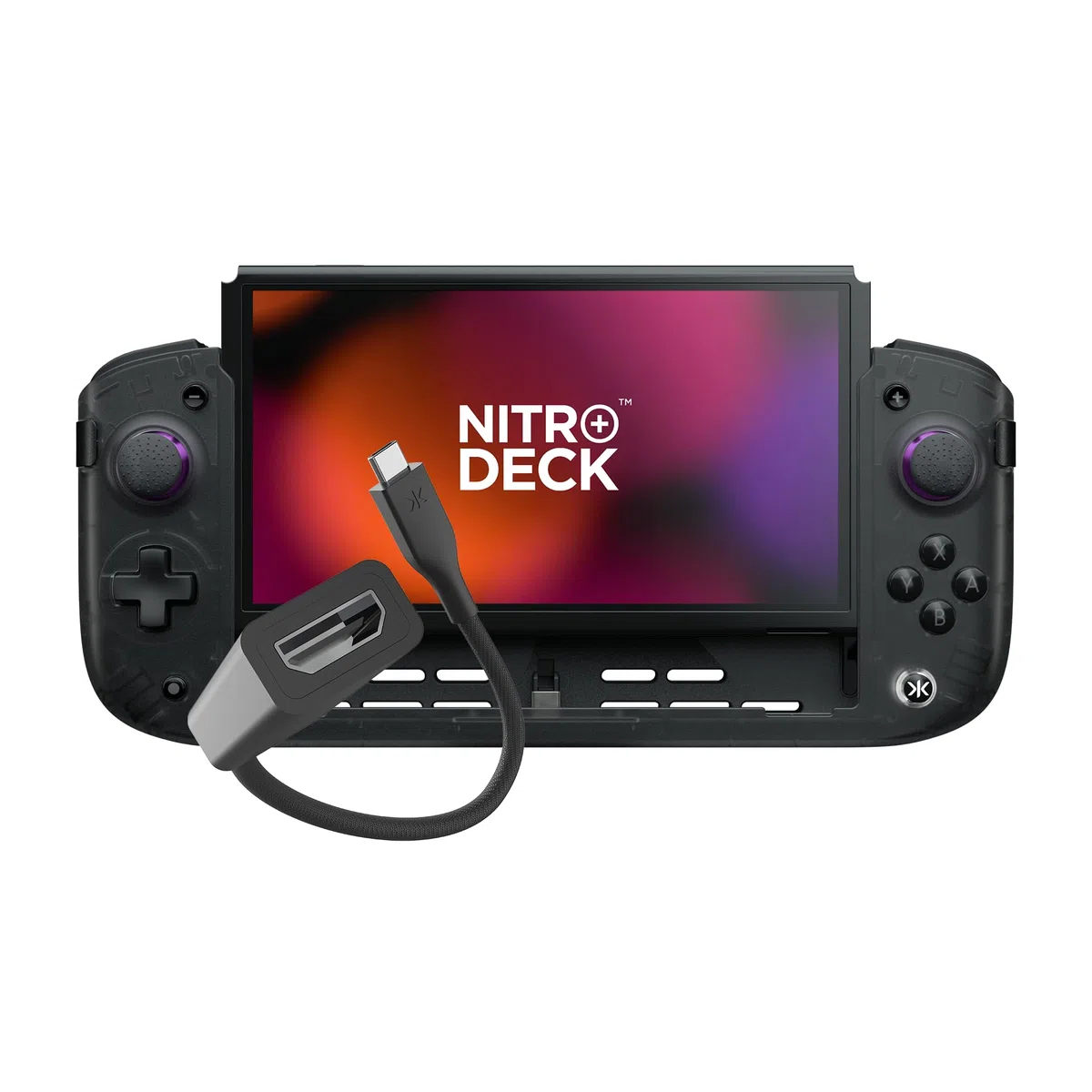 CRKD Nitro Deck+ con adattatore HDMI, controller portatile Pro per Nintendo Switch e modello OLED, dock per TV, sidekicks programmabili e pulsanti posteriori, sistema True Collection (Clear Black