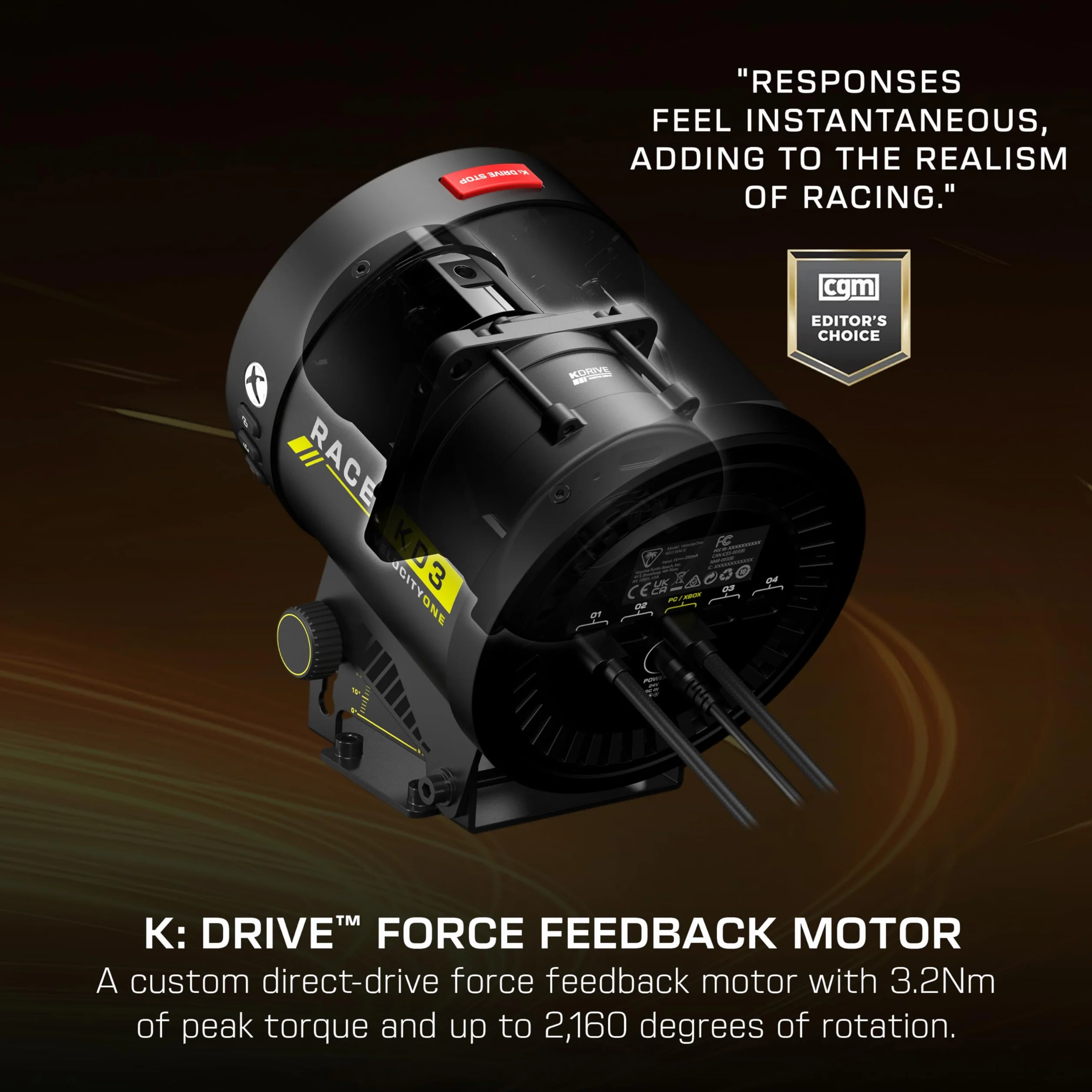 Turtle Beach VelocityOne Race KD3 Volante e pedali con force feedback a trasmissione diretta per Xbox Series X|S, Xbox One e PC Windows – Pedali di freno e acceleratore a effetto Hall
