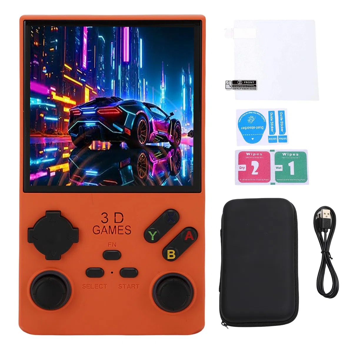 Console da Gioco Portatile retrò Console Portatile da 4,0 Pollici con Spazio di Archiviazione da 256 GB, Ideale per Viaggiatori di Tutte le età (ORANGE)