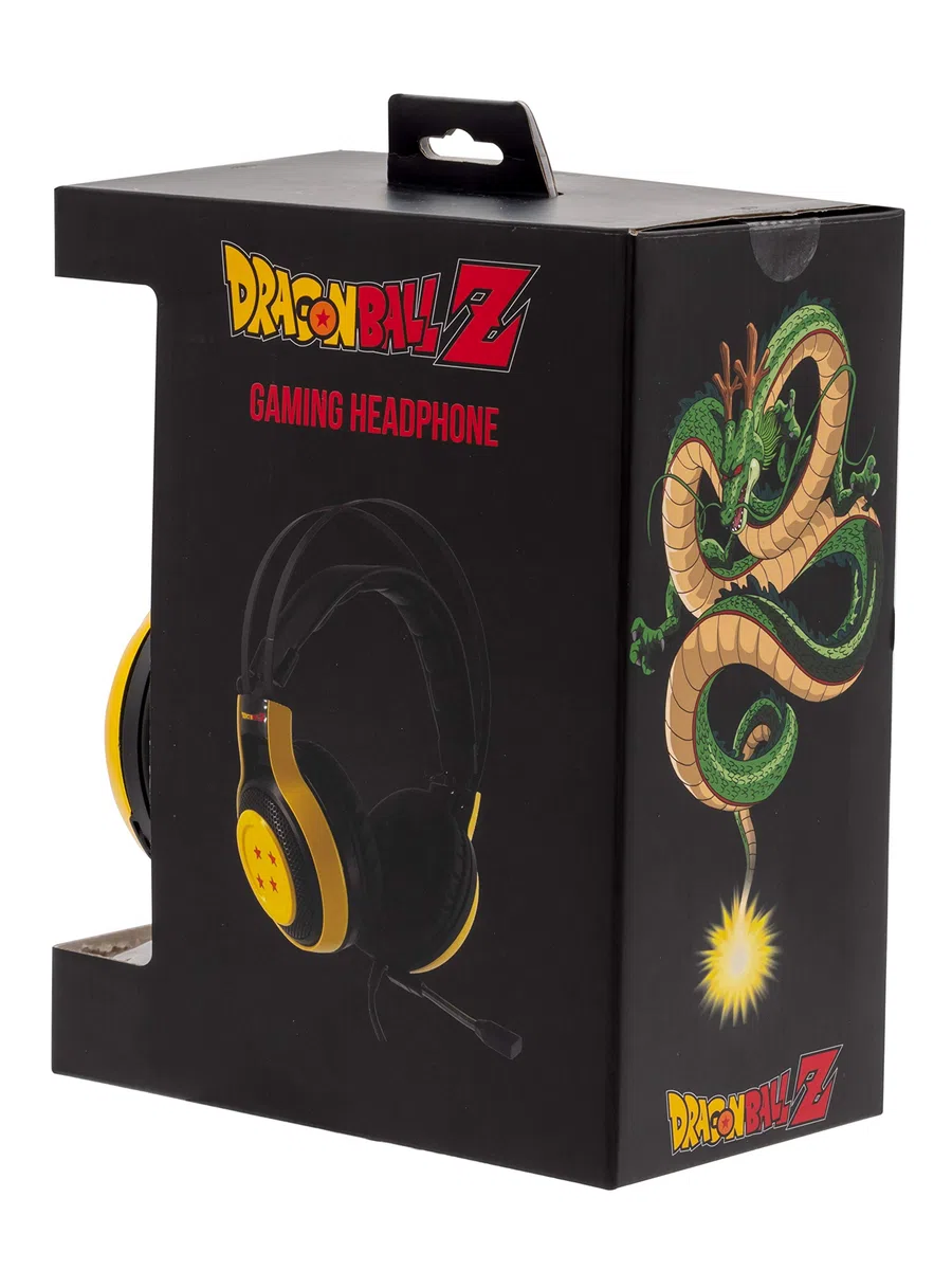 TEKNOFUN - Dragon Ball Z con licenza ufficiale - Cuffie - Cuffie da gioco - Connettore Jack da 3,5 mm - Cavo da 2,2 m - Archetto regolabile - Giallo - Per bambini e adulti - 811236