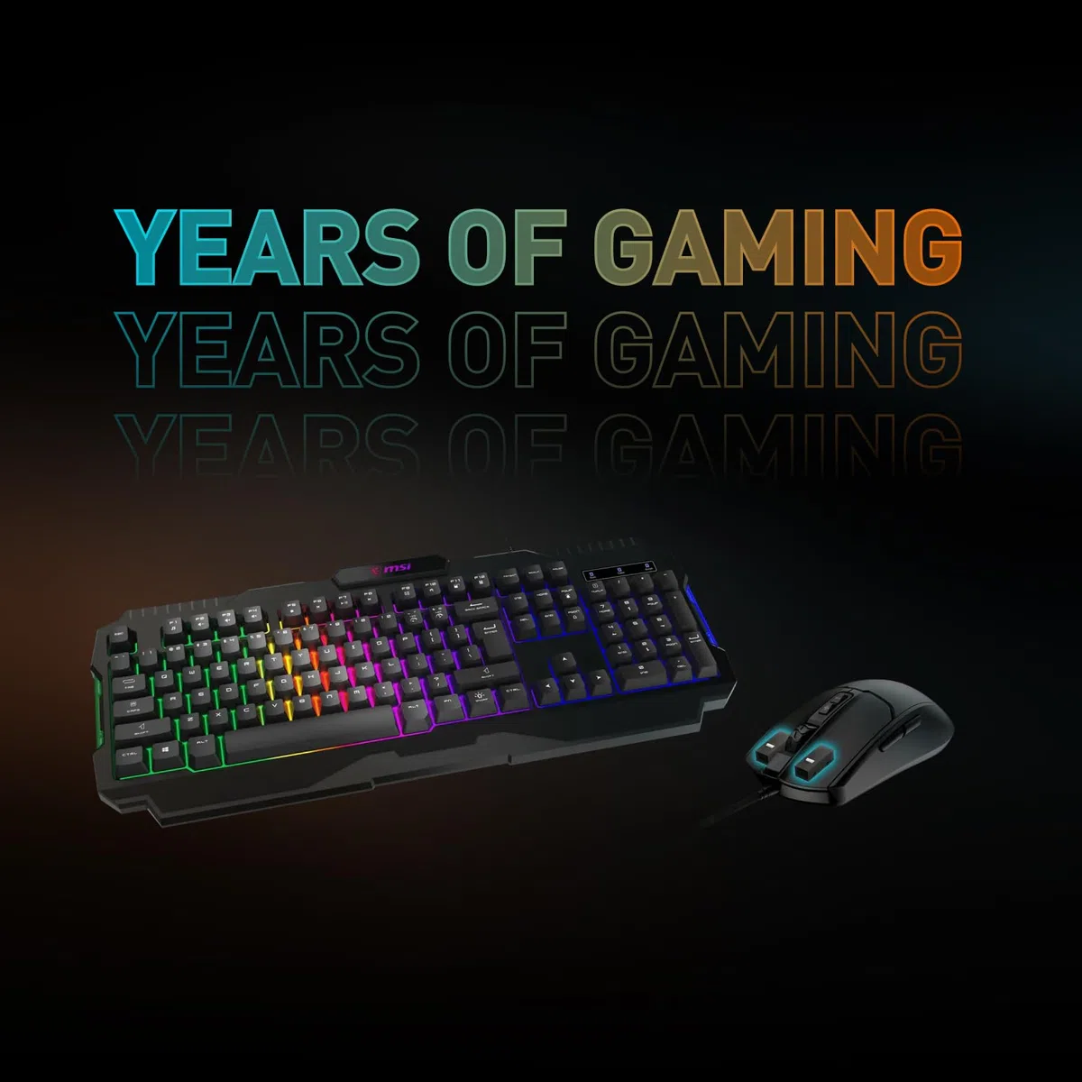 MSI Forge GK100 Combo - Set tastiera e mouse RGB da gioco, 19 tasti, anti-ghosting, sensore ottico 6400 DPI