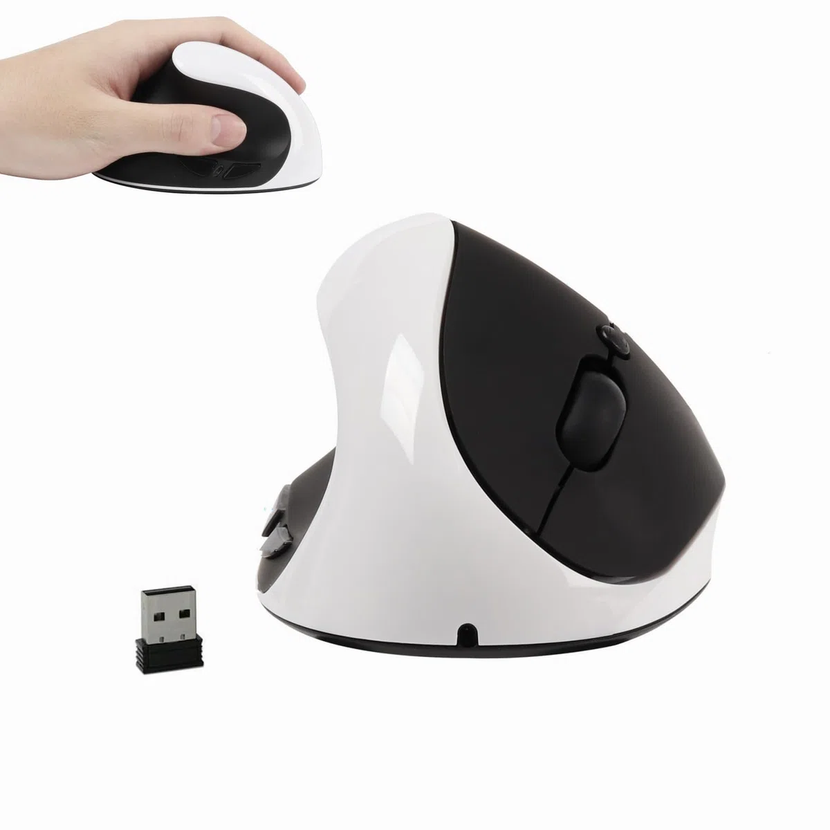 Mouse per mancini, mouse ergonomico verticale ricaricabile 2.4G wireless con ricevitore USB, 6 pulsanti 3 DPI regolabili 800/1200/1600 per computer portatile PC desktop appositamente per
