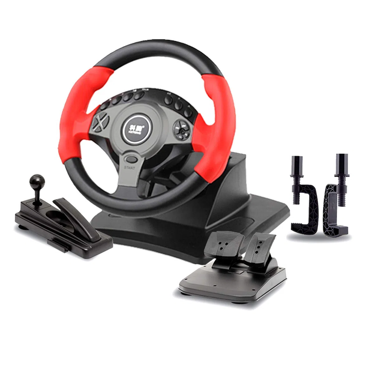 ADITAM Volante da Gioco per Auto, Volante con Pedali, Volante con Vibrazioni per PC USB con Rotazione di 900 °, Compatibile con PC Windows,Black Double The Comfort