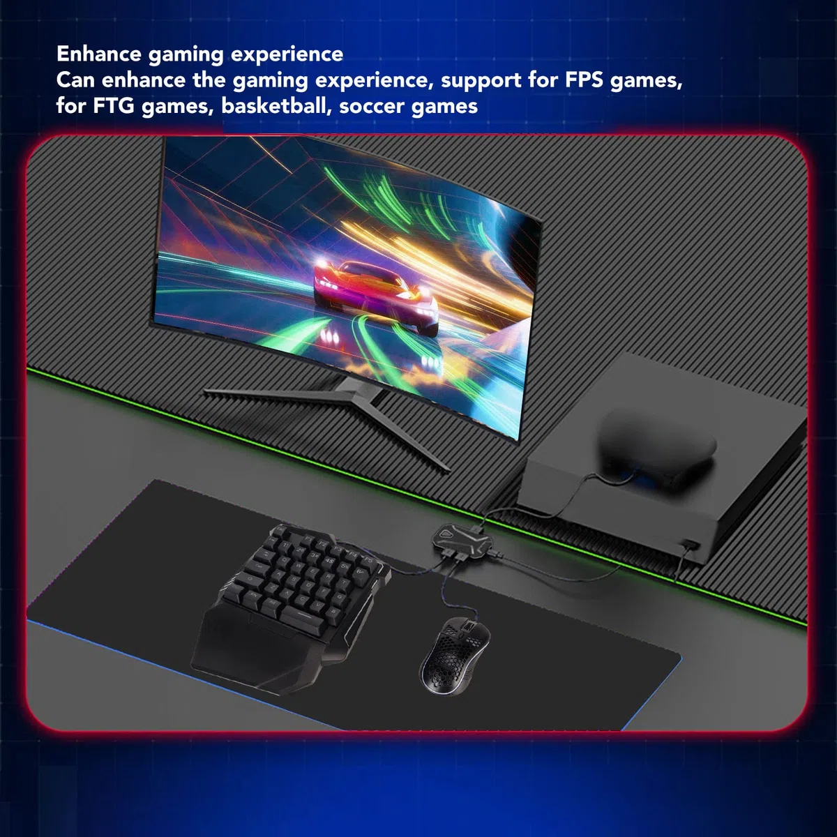 Set Convertitore Tastiera per Convertitore Cablato Console di Gioco con Tastiera Mouse, Adattatore OTG Incluso, per Console 360 Series X S