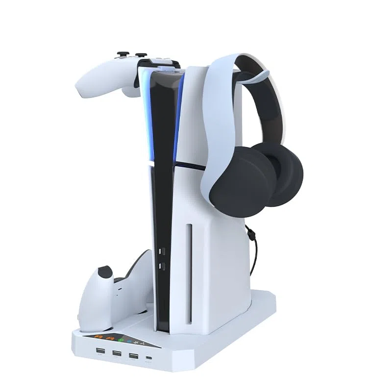 BeisDirect Supporto di raffreddamento verticale compatibile con console digitale ottica PS5 Slim, stazione di ricarica per Playstaion Slim5, controller PS5 caricabatterie con gancio per cuffie