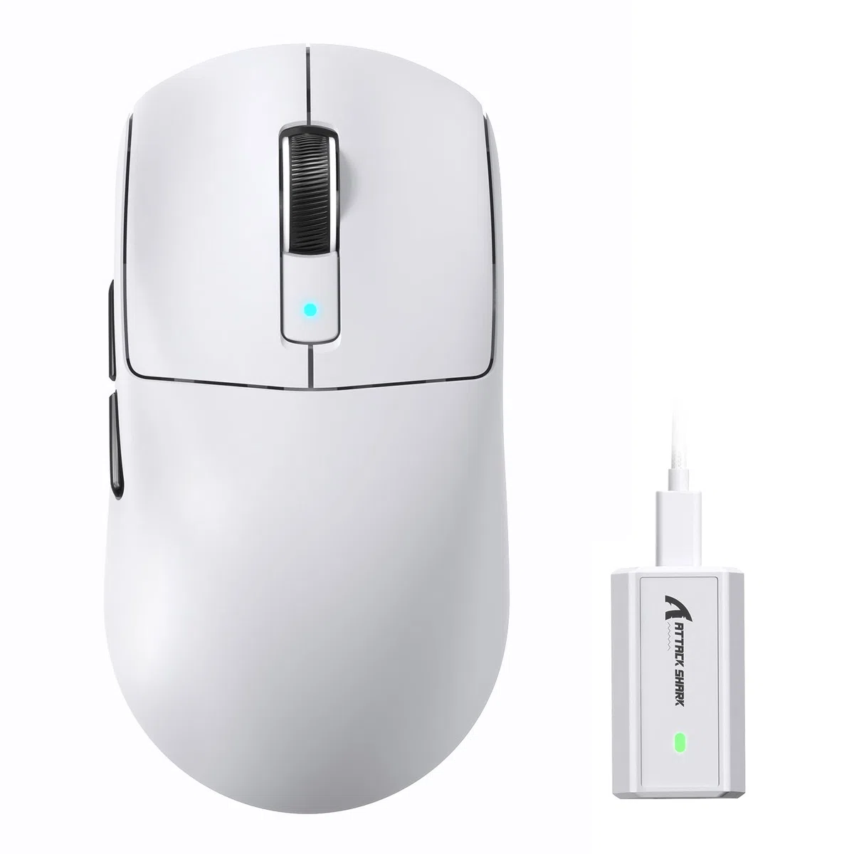 ATTACK SHARK R6 Mouse da gioco wireless 8KHz, SUPERLEGGERO 42g, Nordic 52840 MCU, sensore da gioco PixArt PAW3950MAX, BT/2.4G/Cablato, 6 DPI regolabili fino a 42000, batteria da 250mAh, PC/Mac(bianco)