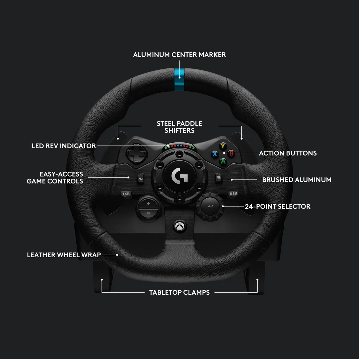 Logitech G923 Volante da Corsa e Pedali per Xbox One e PC, Presa Inglese - Nero & Driving Force Leva di Cambio, 6 Marce di Velocità con manopola ad H, Pomello del Cambio ‎in Vera Pelle, Nero