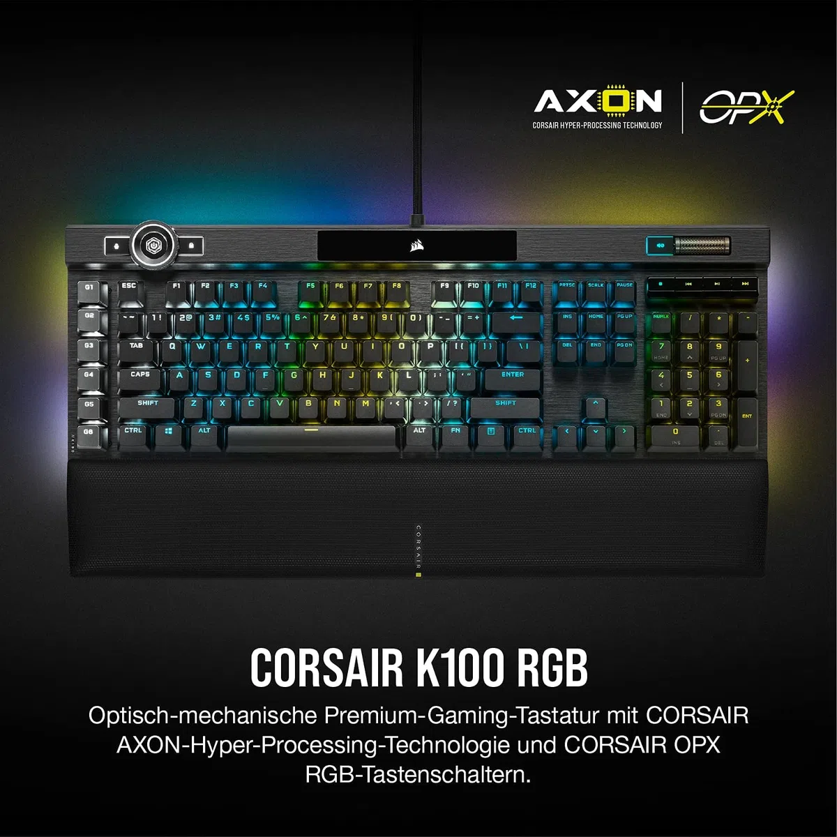 CORSAIR TECLADO (ALEMAN) K100 RGB OPTISCH-MECHANISCH OPX BLACK