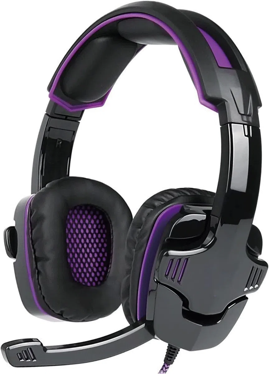 Cuffie da gioco for PS4 con microfono, PC, Xbox One, laptop, suono surround sull'orecchio con cancellazione del rumore, cuffie, retroilluminazione, controllo del volume, adatte for telefoni cel
