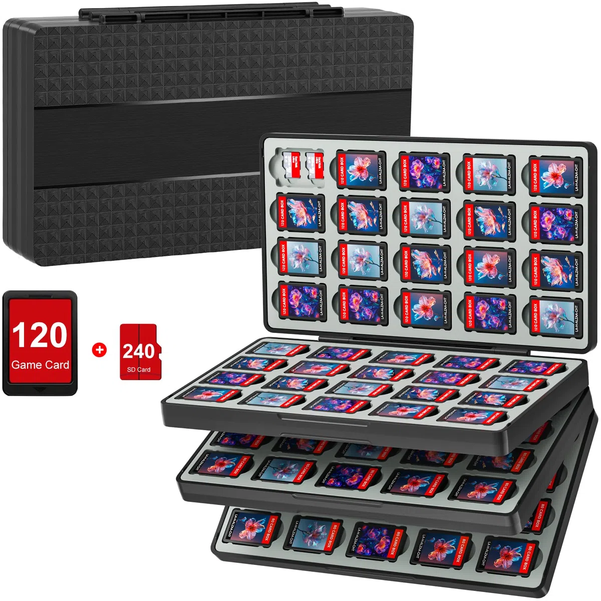 fivtek Switch Game Case per Nintendo Switch 2/Switch/OLED/Lite, custodia magnetica Switch-2 con 120 cartucce e 240 slot per schede Micro SD, organizer portatile da viaggio per carte da gioco