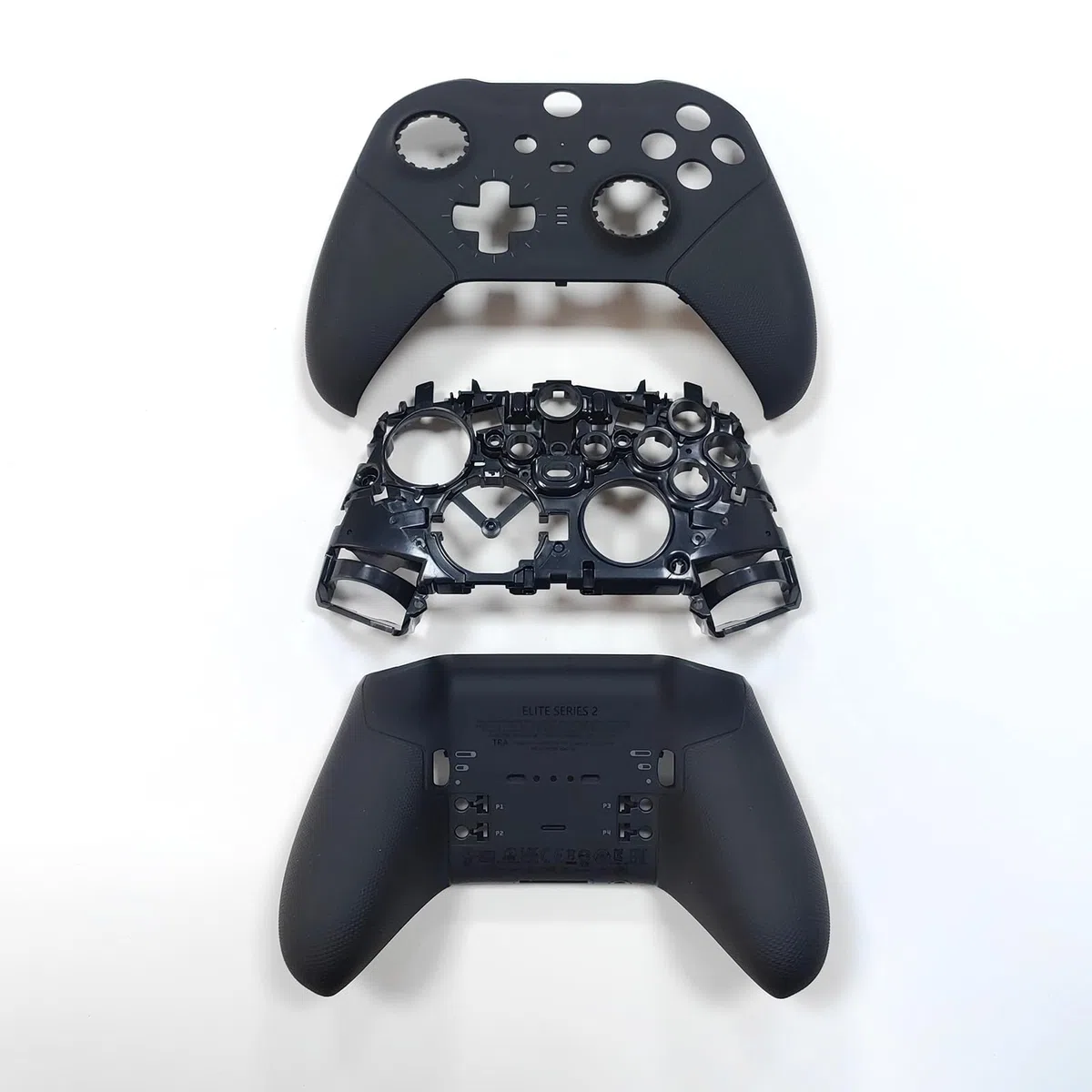 Hzxkqmil Guscio Anteriore e Posteriore Custodia di Ricambio Faceplate Accessori per Xbox Elite Controller Series 2, Incluso Scocca Superiore Cover Inferiore Anelli Joystick Telaio Centrale, Nero