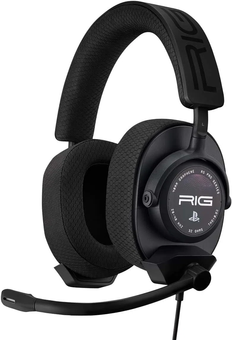 Cuffie da gaming cablate Sony R5 Pro HS, nere, con licenza ufficiale per PS5, compatibili con PS4. Cuffie cablate, jack da 3,5 mm.