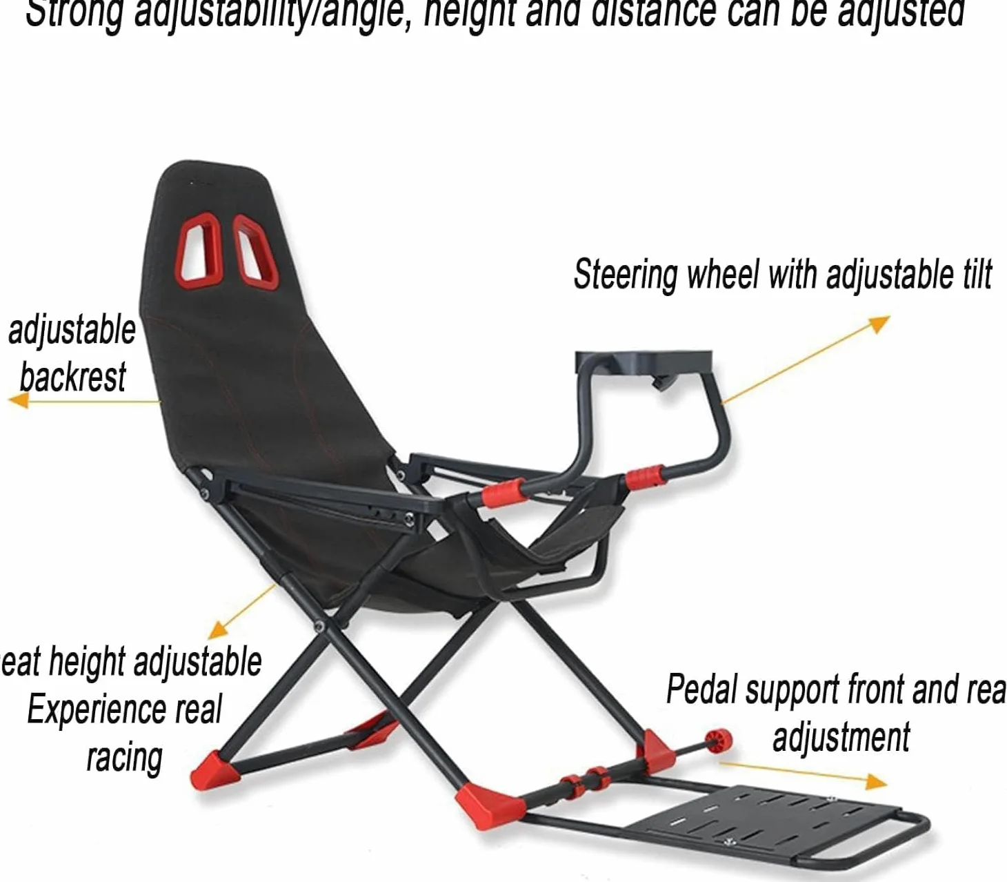 Simulatore di corsa regolabile con sedile ergonomico pieghevole, supporto per ruota compatibile con Xbox, PS4, PC