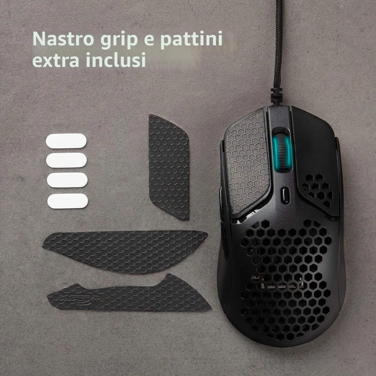 HyperX Pulsefire Haste, Mouse Gaming Cablato, Illuminazione RGB, 6 Tasti Programmabili, 16000 DPI, Resistenza a 60 Milioni di Clic, Cavo HyperFlex, Compatibile con con Varie Piattaforme, Bianco/Rosa