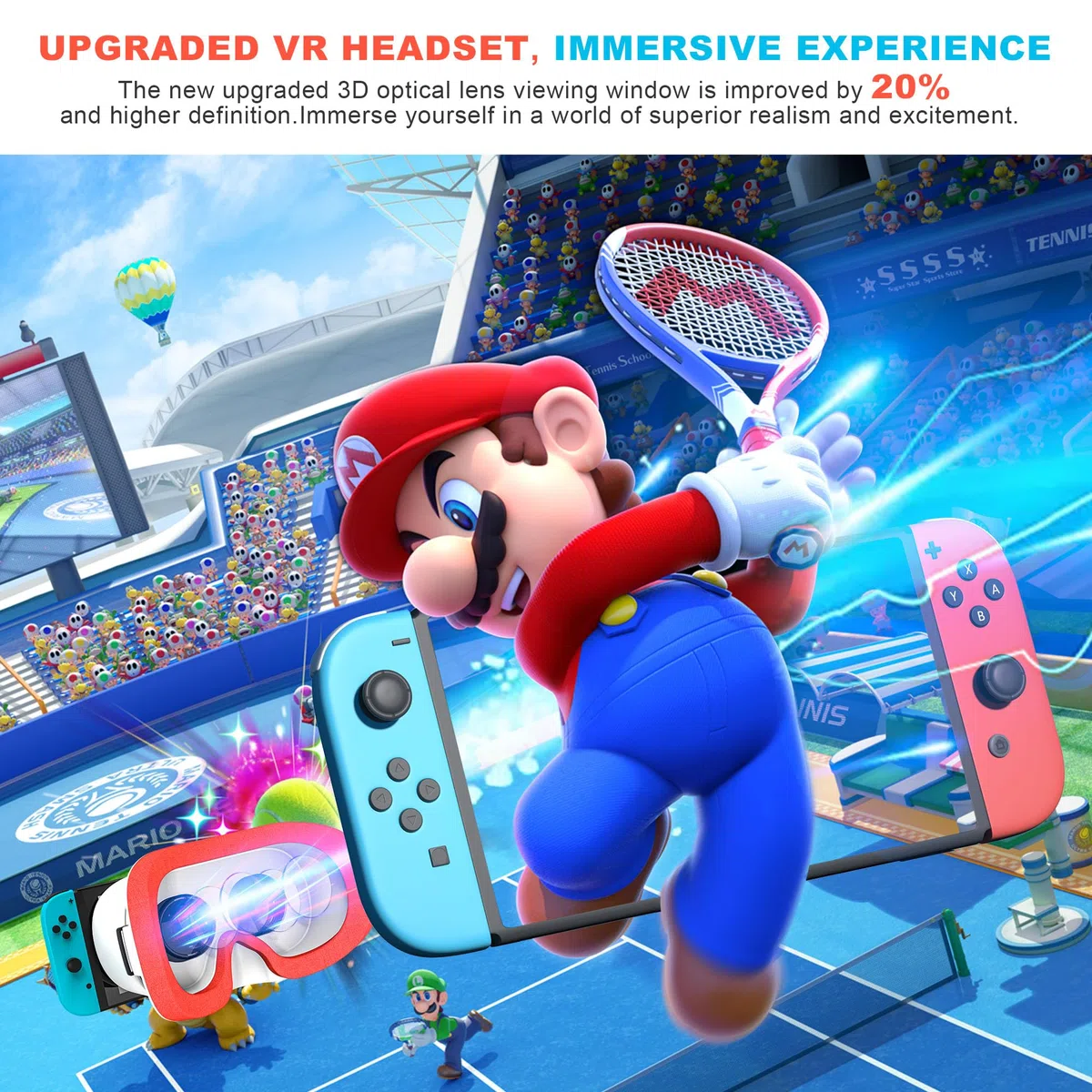 VR Headset for Nintendo Switch & OLED Model, Upgraded Your Switch 1/OLED VR Games with Virtual Reality 3D Goggles, Adjustable HD Lenses & Comfortable HeadStrap, Cool Glasses Stuff for Kids