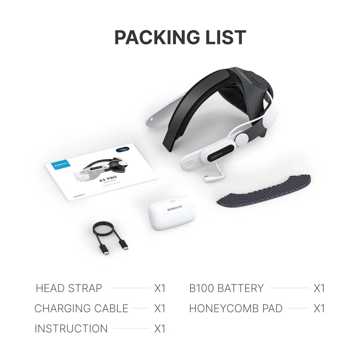 BOBOVR E3 Pro Cinturino Elite con Batteria Compatibile con Meta Quest 3S/Quest 3,Batteria da 10000 mAh con ricarica rapida sostituibile a caldo ed espansione audio da 3,5 mm