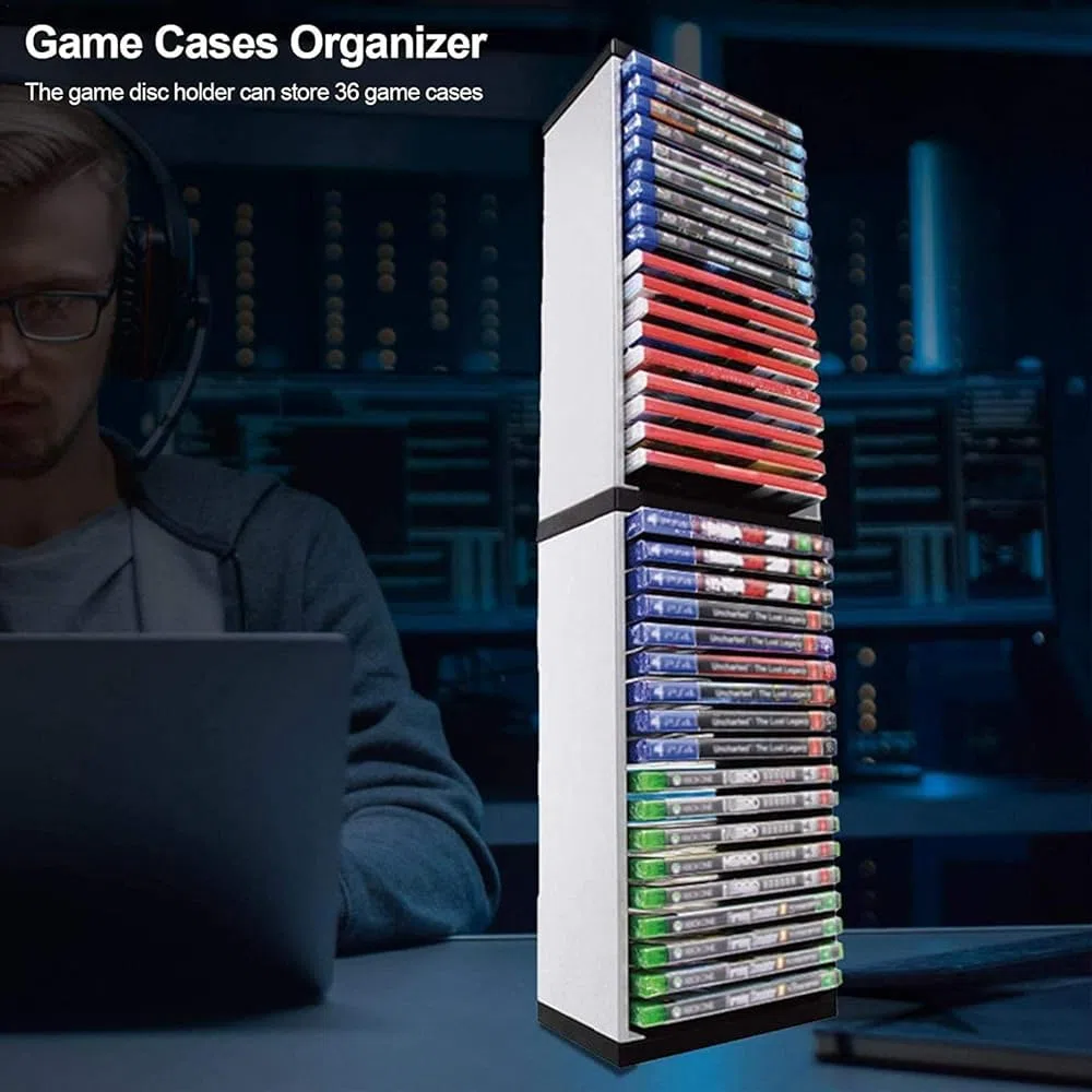 Organizer per console di gioco a più livelli con ripiani regolabili, soluzione salvaspazio per accessori e supporti di gioco