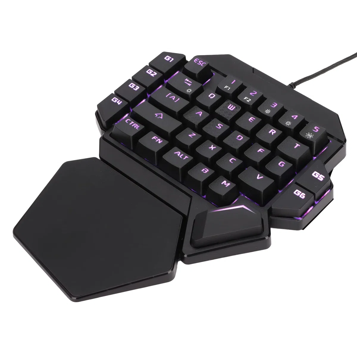 Tastiera con Una Sola Mano, 6 Tasti Multimediali Programmabili, con Supporto per Poggiapolsi, Retroilluminazione RGB, Design Ergonomico, Mini Tastiera da Gioco Portatile a 35 Tasti per PC Gamer