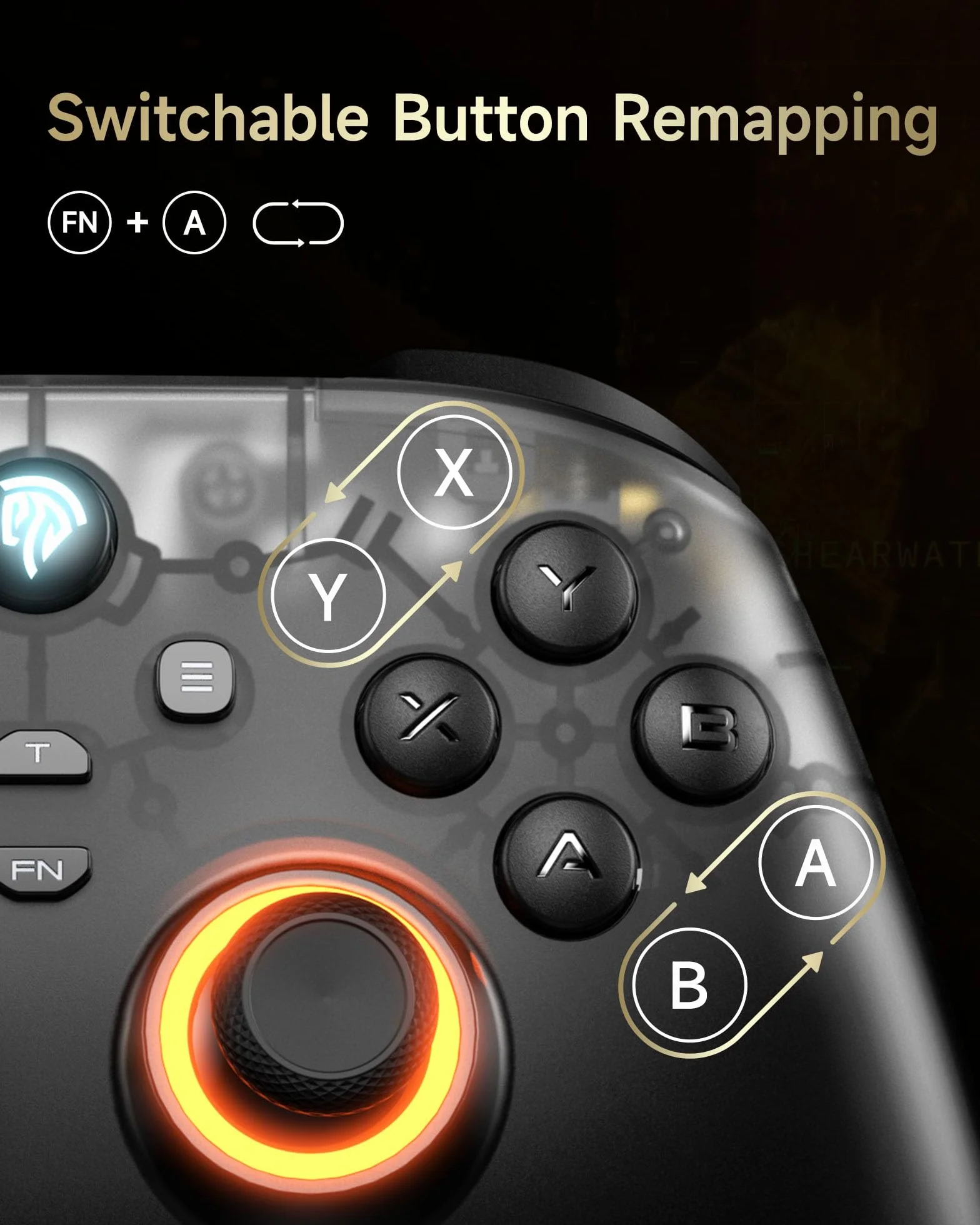 EasySMX D05 Wireless Controller PC con Base di Ricarica - RGB luce - Joystick Hall - Trigger Hall - Batteria ricaricabile da 1000 mAh - Vibrazione - Turbo - per PC/Switch/Mobile - Nero