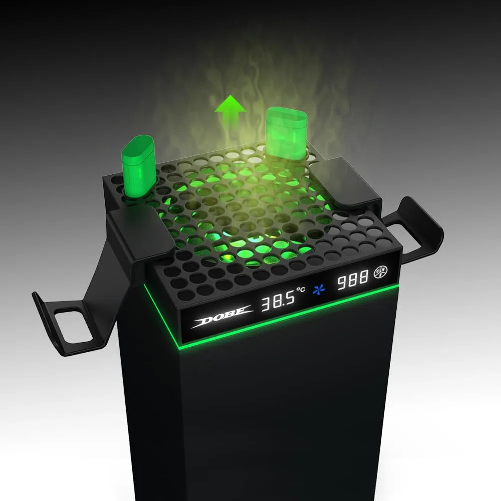 Dobe TYX-3606 - Ventola di raffreddamento compatibile con Xbox Series X/S con schermo LED, sistema di raffreddamento a velocità regolabile, ventola superiore a basso rumore con ventola indipendente e