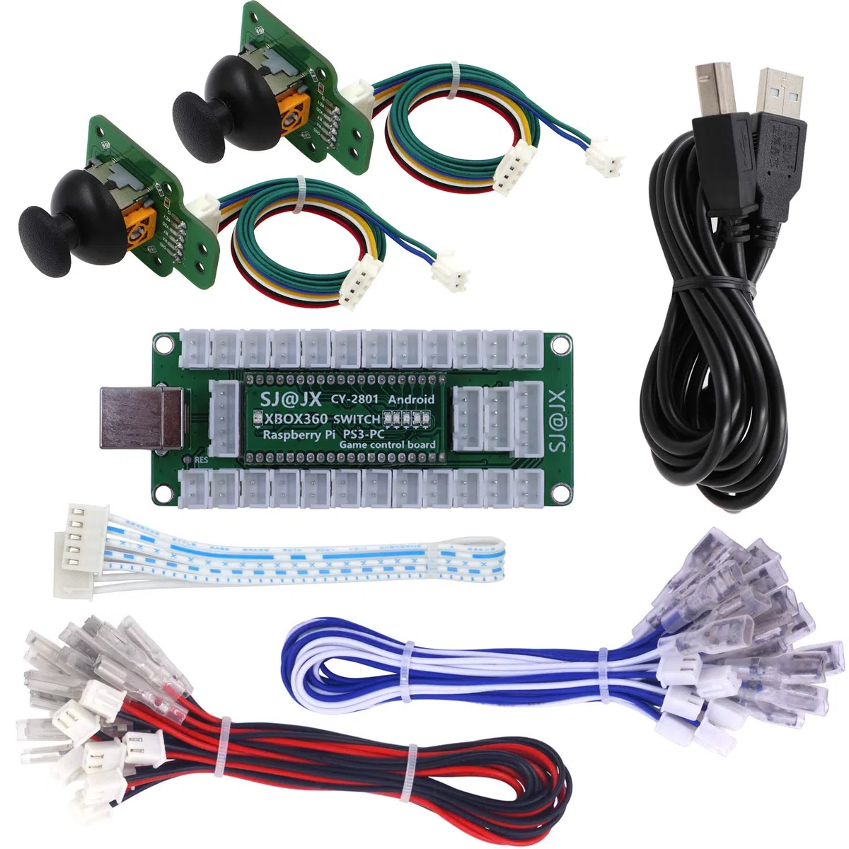 SJ@JX Game Controller Encoder 3D Analog Stick Sensor Fly Joy DIY Arcade Joystick Button Gamepad Code Board for Xbox 360 Nintendo Switch Raspberry Pi PS3 PC Andriod