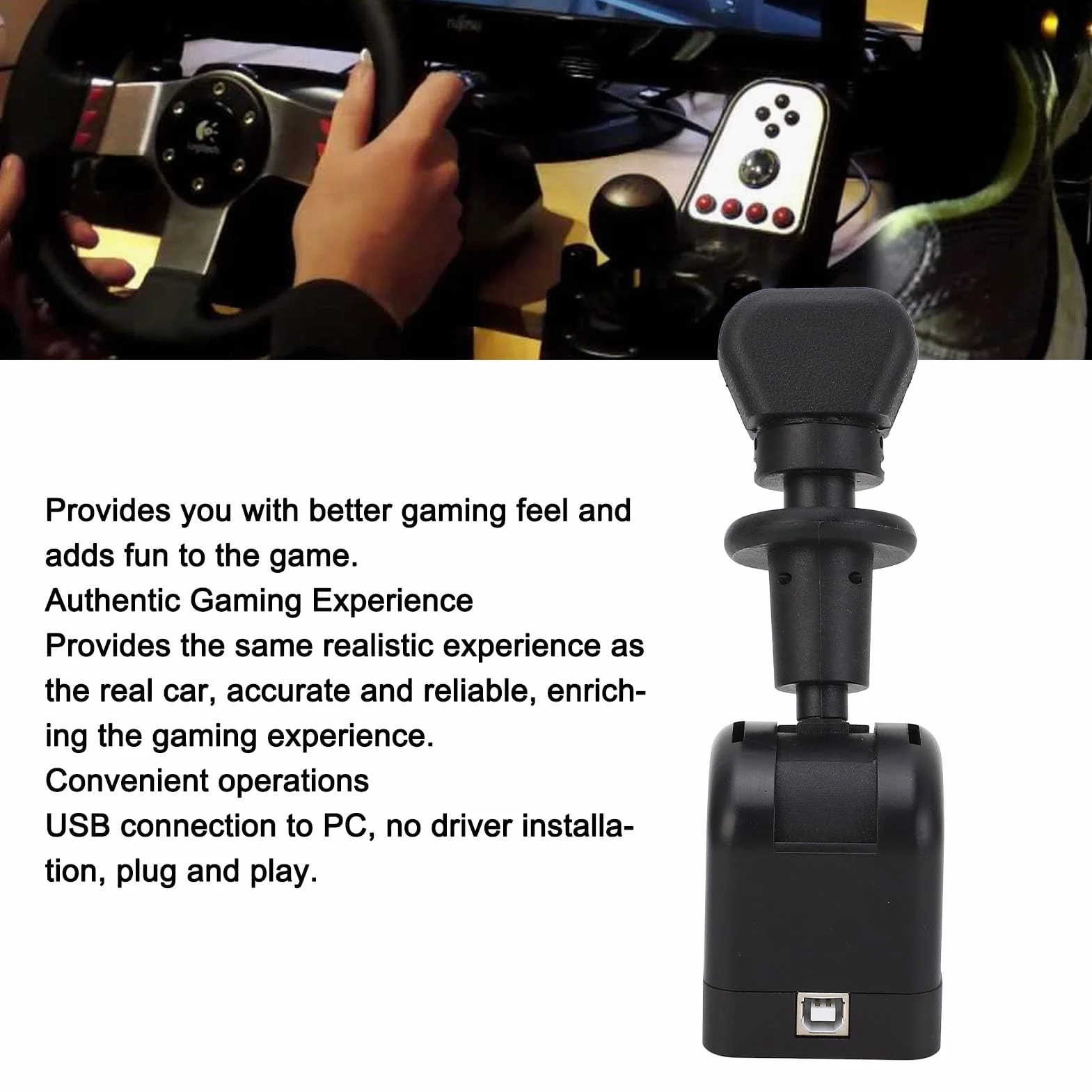 Plyisty Freno a Mano USB per PC Autentica Esperienza Simile a un Camion per G27 G29 G923, Plug and Play per gli Appassionati di Giochi
