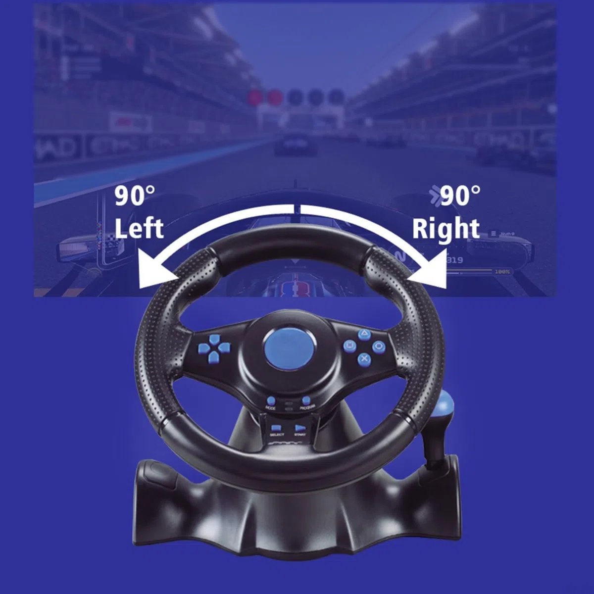 Volante e pedali da gioco USB, per Switch, per Xbox One/360, per PS4, per PS3 e PC, controller ergonomico in ABS per giochi di corse sim (3 in 1)