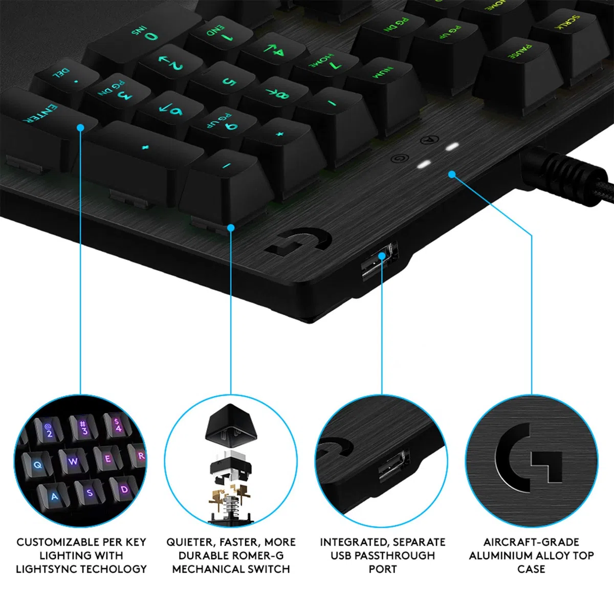 Logitech G 920-009350 Tastiera Gaming Usb Qwerty Inglese Uk Carbonio (g512 Gaming Keyboard Carbon) - Versione uk