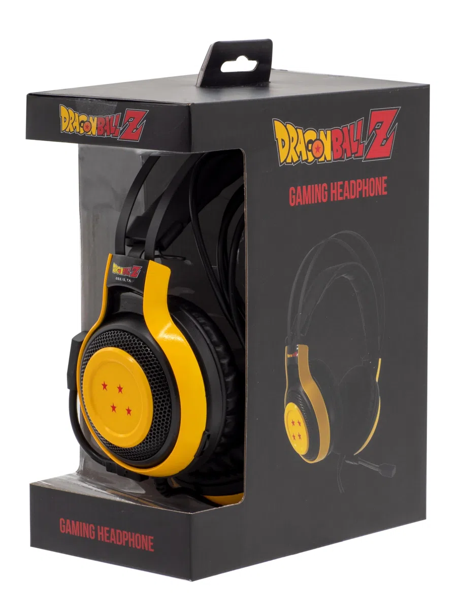 TEKNOFUN - Dragon Ball Z con licenza ufficiale - Cuffie - Cuffie da gioco - Connettore Jack da 3,5 mm - Cavo da 2,2 m - Archetto regolabile - Giallo - Per bambini e adulti - 811236